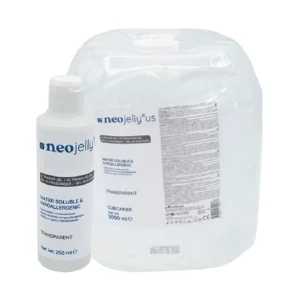 Gel échographie transparent Neojelly US pour cabinet médical. Cubitainer 5L et flacon 250mL
