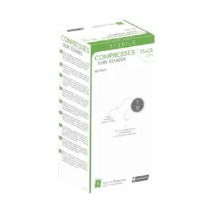 compresses non-tissés 4 plis, stériles, 7,5x7,5 cm, 30gr/m² sachet de 5