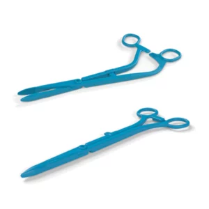Pince de Chéron stérile droite ou coudée de couleur bleu