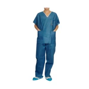Pyjama de bloc opératoire bleu à usage unique